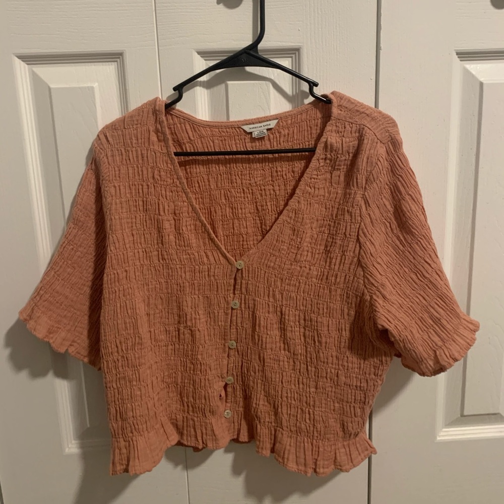 American Eagle Button-Down Cropped Blouse